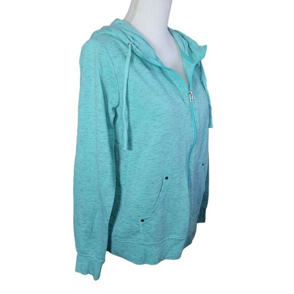 Made for Life Full Zip Sweatshirt Hooded Drawstring Womens Large Blue Green - Picture 5 of 11